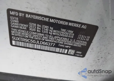 2018 BMW X3 xDrive30I from USA, damaged, VIN 5UXTR9C50JLD66377